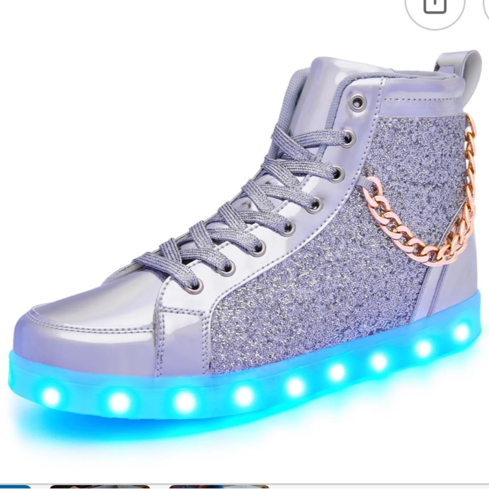 LED Light Up High Top Sneakers - Silver